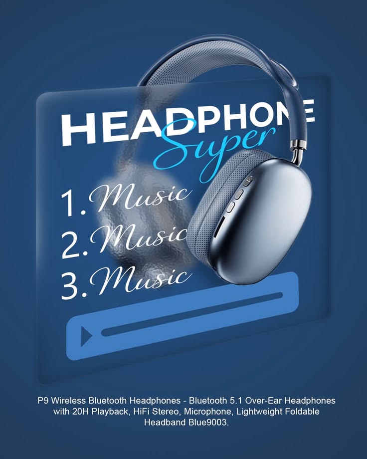 P9 Wireless Bluetooth Headphones with Mic – Over-Ear Headset